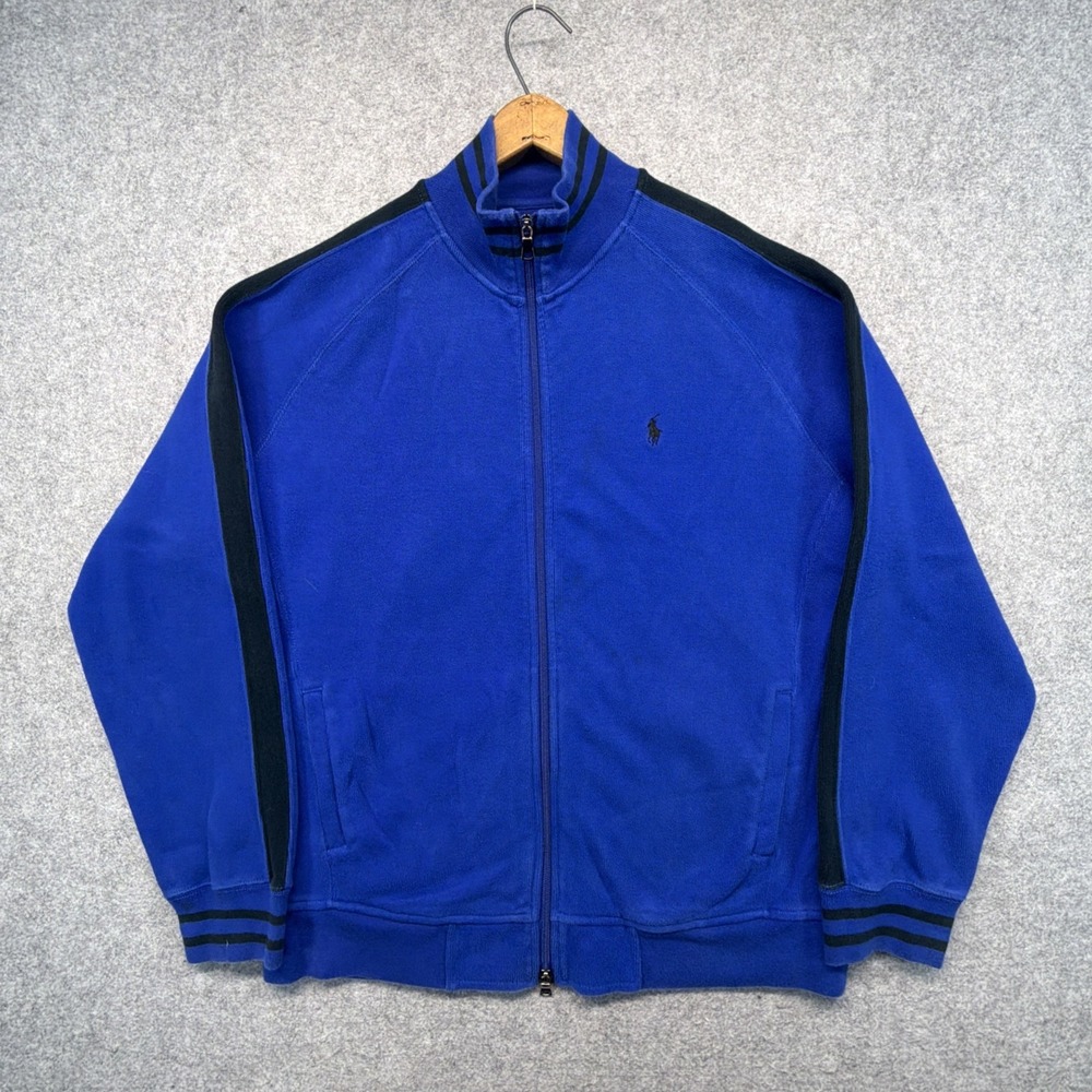 Polo Ralph Lauren Men's XL Blue Full Zip Double Knit Track Jacket Bomber